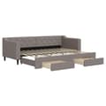 Miniatyrbillede 1 af 11: vidaXL daybed med udtræk og skuffer 80x200 cm stof gråbrun
