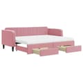 Miniatyrbillede 2 af 11: vidaXL daybed med udtræk og skuffer 80x200 cm velour lyserød
