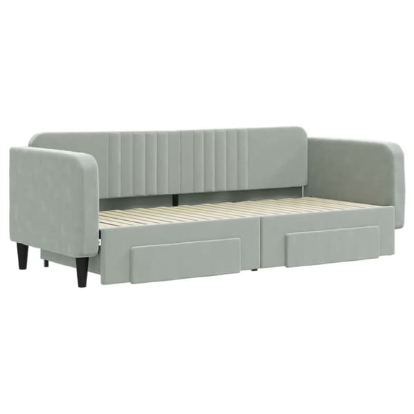 vidaXL daybed med udtræk og skuffer 80x200 cm velour lysegrå