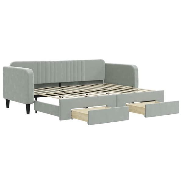 vidaXL daybed med udtræk og skuffer 80x200 cm velour lysegrå