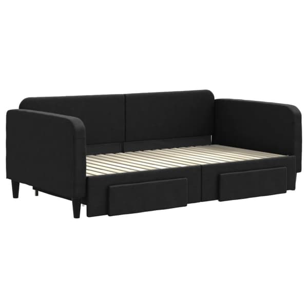 vidaXL daybed med udtræk og skuffer 90x190 cm stof sort