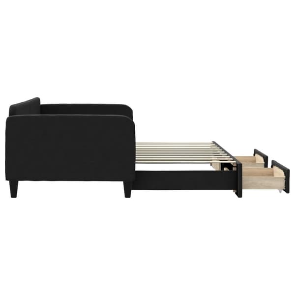 vidaXL daybed med udtræk og skuffer 90x190 cm stof sort