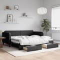 Miniatyrbillede 2 af 11: vidaXL daybed med udtræk og skuffer 90x190 cm stof sort