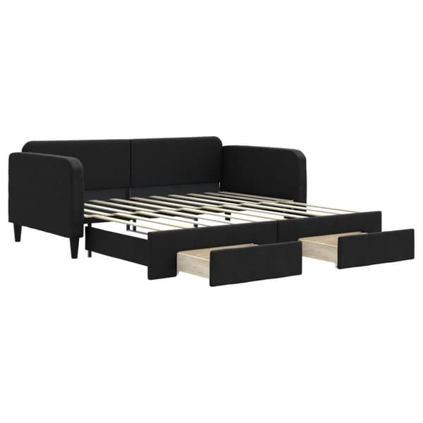 vidaXL daybed med udtræk og skuffer 90x190 cm stof sort