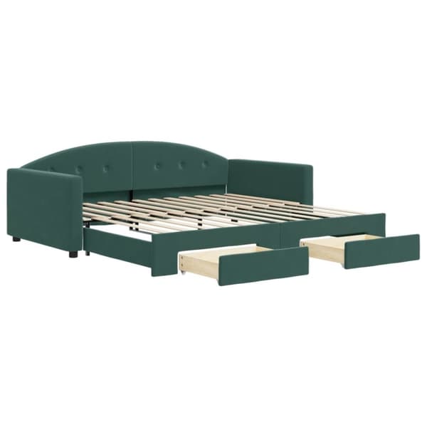 vidaXL Dagbädd utdragbar med lådor mörkgrön 100x200 cm sammet