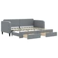 Miniatyrbillede 2 af 11: vidaXL daybed med udtræk og skuffer 80x200 cm stof lysegrå