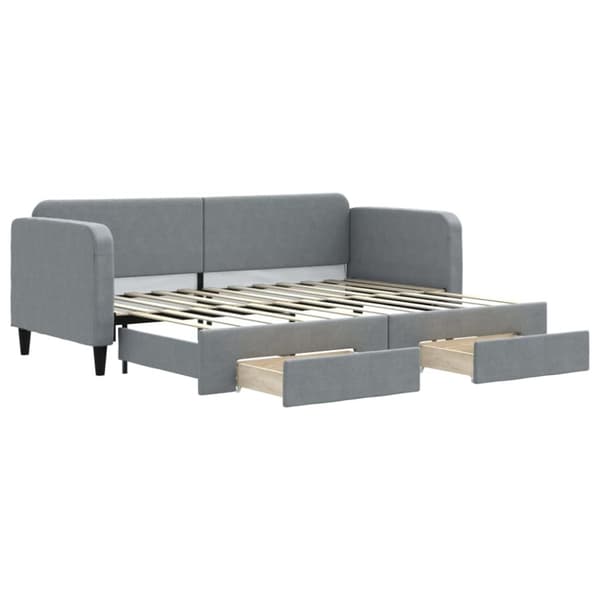 vidaXL daybed med udtræk og skuffer 80x200 cm stof lysegrå