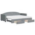Miniatyrbillede 2 af 11: vidaXL daybed med udtræk og skuffer 80x200 cm stof lysegrå