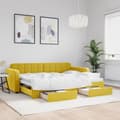 Miniatyrbillede 1 af 11: vidaXL daybed med udtræk og skuffer 80x200 cm velour gul