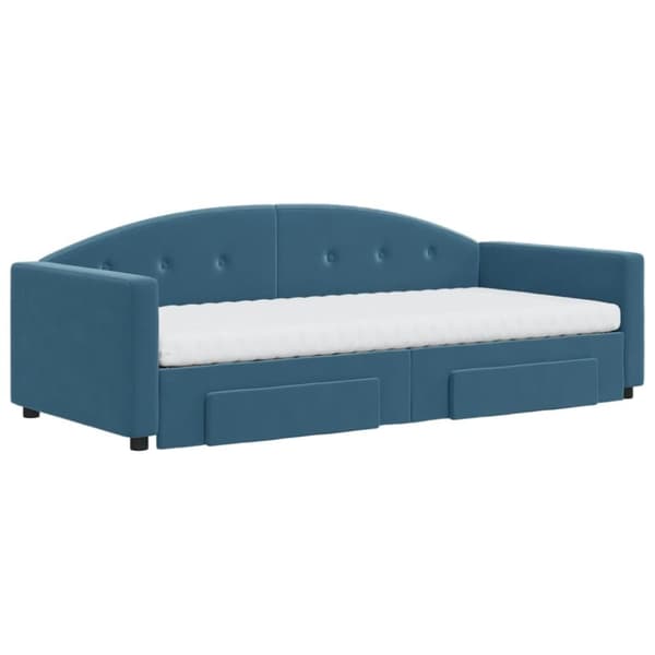 vidaXL daybed med udtræk og skuffer 90x200 cm velour blå