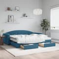 Miniatyrbillede 2 af 11: vidaXL daybed med udtræk og skuffer 90x200 cm velour blå