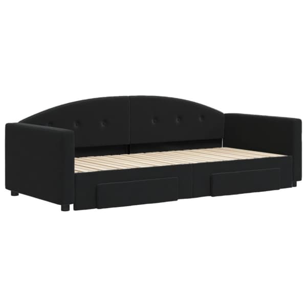 vidaXL daybed med udtræk og skuffer 90x200 cm velour sort