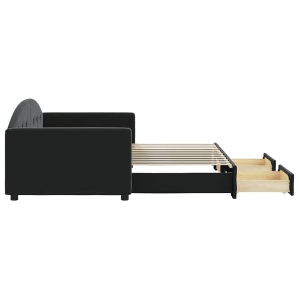 vidaXL daybed med udtræk og skuffer 90x200 cm velour sort