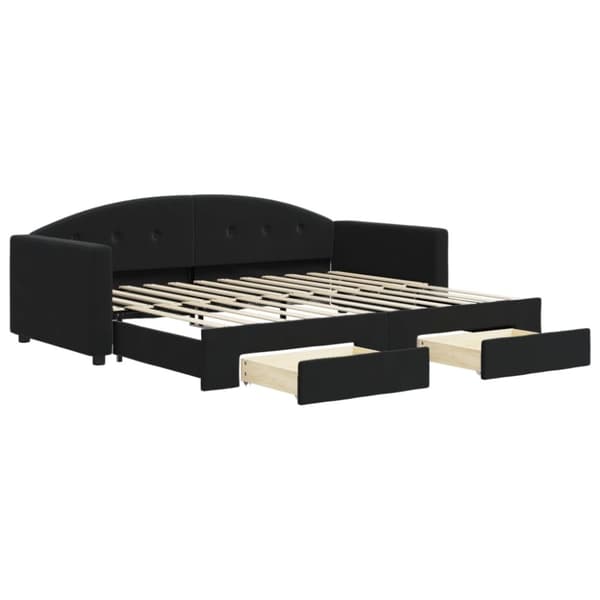 vidaXL daybed med udtræk og skuffer 90x200 cm velour sort