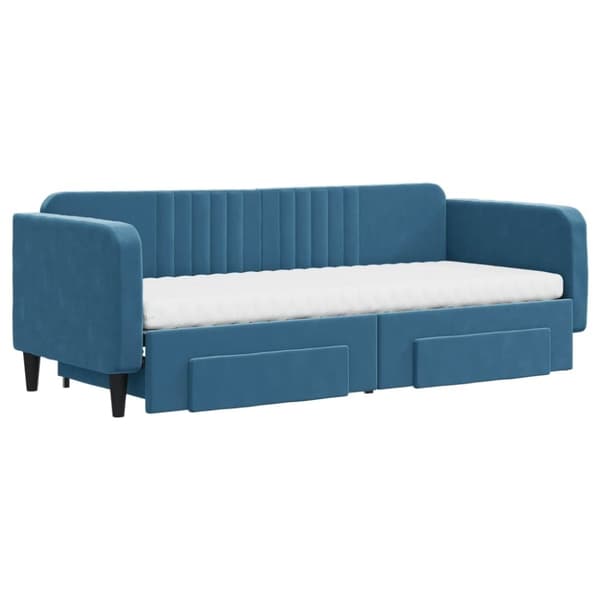 vidaXL daybed med udtræk og skuffer 80x200 cm stof blå