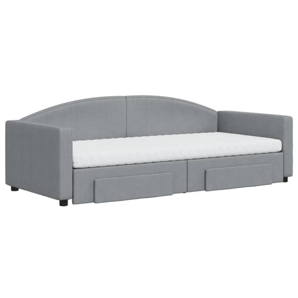 vidaXL daybed med udtræk og skuffer 90x200 cm stof lysegrå