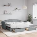 Miniatyrbillede 2 af 11: vidaXL daybed med udtræk og skuffer 90x200 cm stof lysegrå