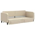 Miniatyrbillede 3 af 11: vidaXL daybed med udtræk og skuffer 80x200 cm stof cremefarvet