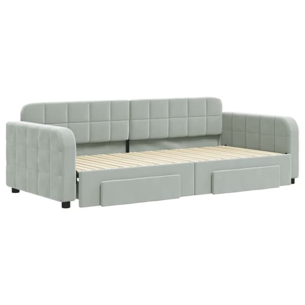 vidaXL daybed med udtræk og skuffer 90x200 cm velour lysegrå
