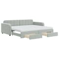 Miniatyrbillede 3 af 11: vidaXL daybed med udtræk og skuffer 90x200 cm velour lysegrå