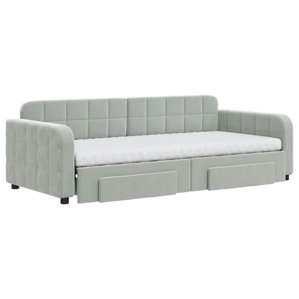 vidaXL daybed med udtræk og skuffer 90x200 cm velour lysegrå