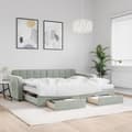 Miniatyrbillede 2 af 11: vidaXL daybed med udtræk og skuffer 90x200 cm velour lysegrå