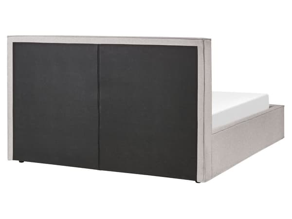 Polstret seng lysegrått stofftrekk med høy sengegavl Spileramme 160 x 200 cm Sengeskuff sammenleggbar Moderne skandinavisk soveromsmøbler