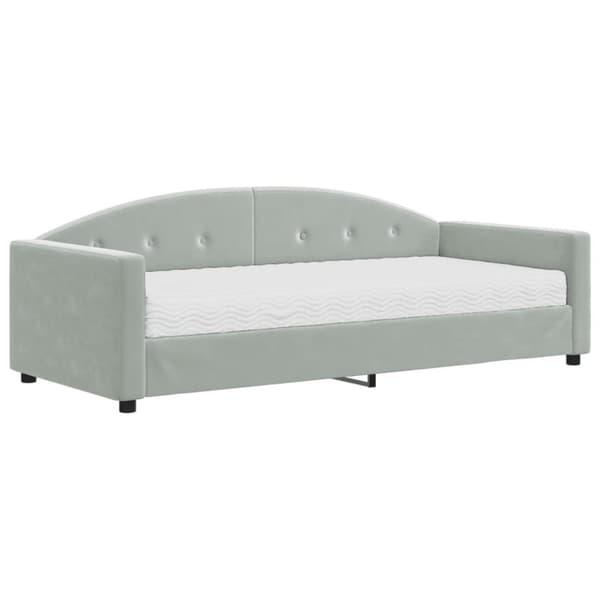 vidaXL daybed med madras 90x190 cm velour lysegrå