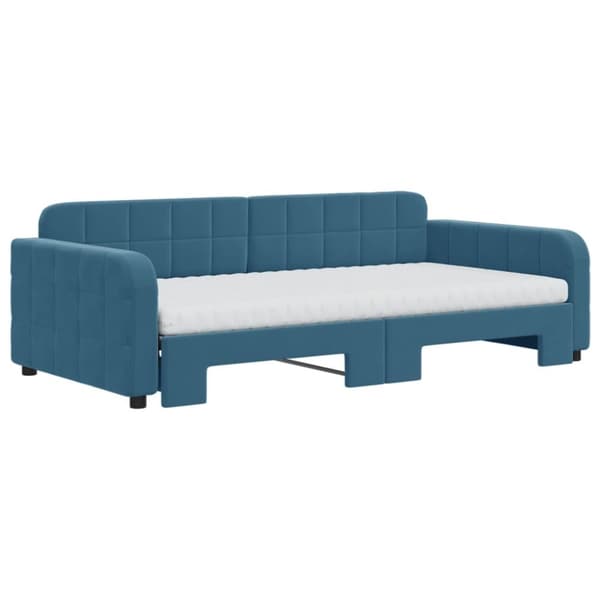 vidaXL daybed med udtræk og madras 100x200 cm velour blå