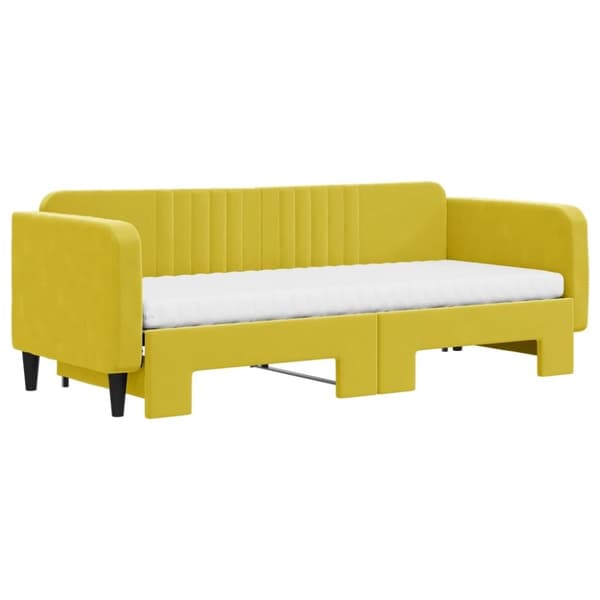 vidaXL daybed med udtræk og madras 80x200 cm velour gul