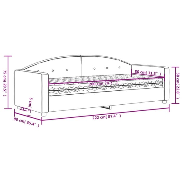 vidaXL daybed med madras 80x200 cm velour pink