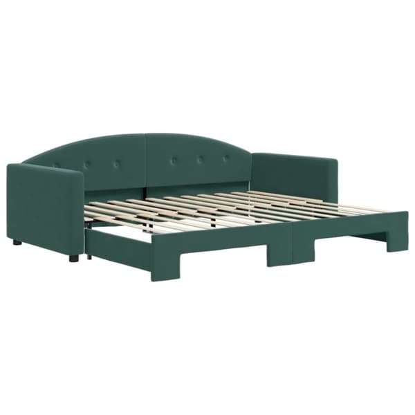 vidaXL daybed med udtræk 90x200 cm velour mørkegrøn
