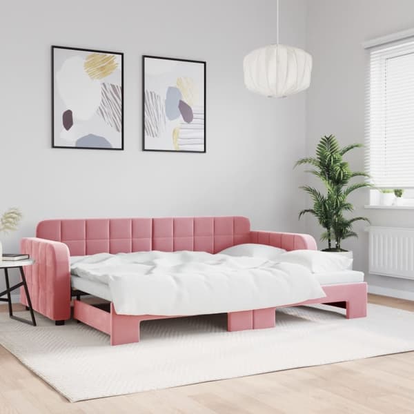 vidaXL Dagbädd utdragbar rosa 80x200 cm sammet