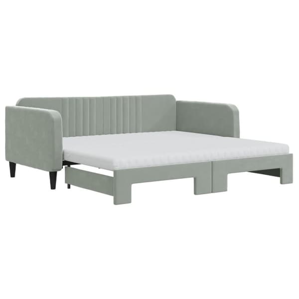 vidaXL daybed med udtræk og madras 90x190 cm velour lysegrå