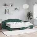 Miniatyrbillede 11 af 11: vidaXL daybed med udtræk og madras 80x200 cm velour mørkegrøn