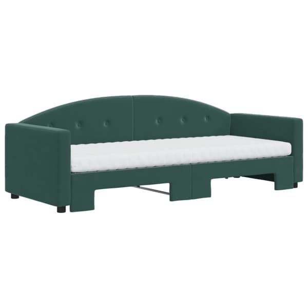 vidaXL daybed med udtræk og madras 80x200 cm velour mørkegrøn