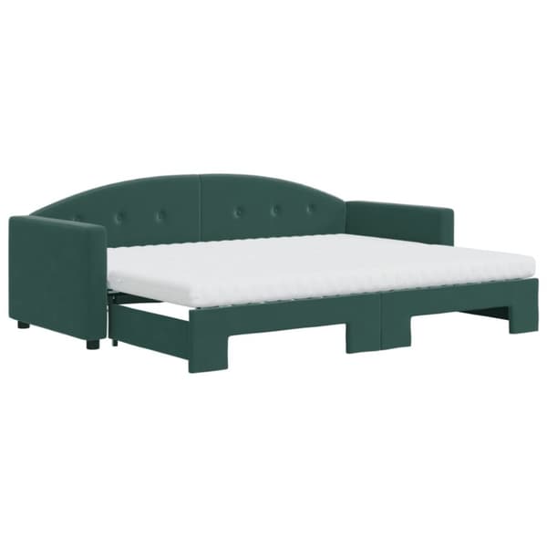 vidaXL daybed med udtræk og madras 80x200 cm velour mørkegrøn