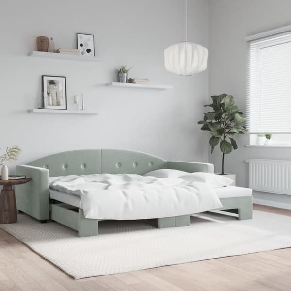 vidaXL daybed med udtræk 90x200 cm velour lysegrå