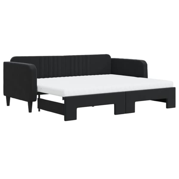 vidaXL daybed med udtræk og madras 90x200 cm velour sort