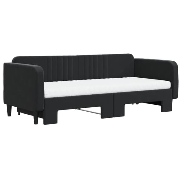 vidaXL daybed med udtræk og madras 90x200 cm velour sort