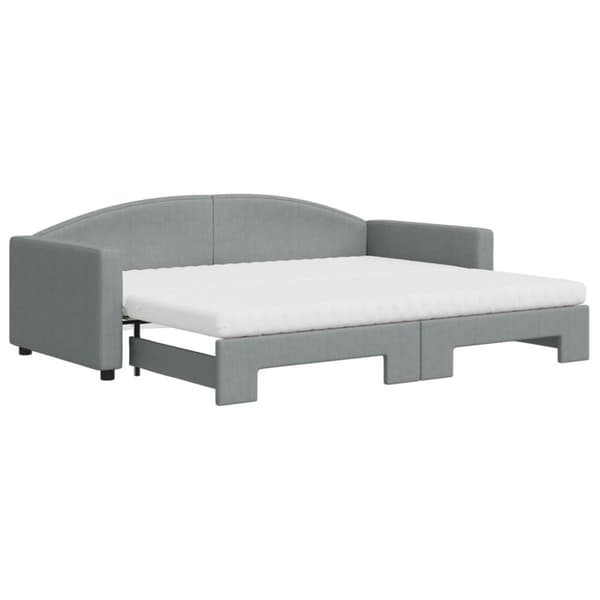 vidaXL daybed med udtræk og madras 90x200 cm stof lysegrå