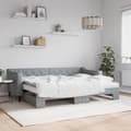 Miniatyrbillede 11 af 11: vidaXL daybed med udtræk og madras 80x200 cm stof lysegrå
