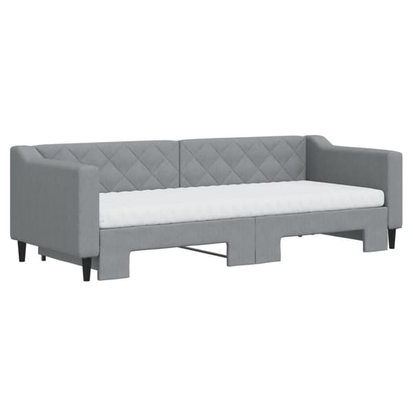 vidaXL daybed med udtræk og madras 80x200 cm stof lysegrå