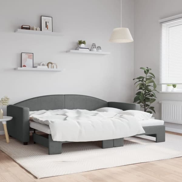 vidaXL daybed med udtræk 90x200 cm stof mørkegrå