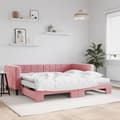 Miniatyrbillede 2 af 11: vidaXL daybed med udtræk og madras 90x200 cm velour lyserød