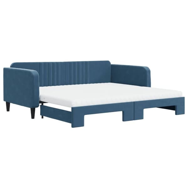 vidaXL daybed med udtræk og madras 100x200 cm velour blå