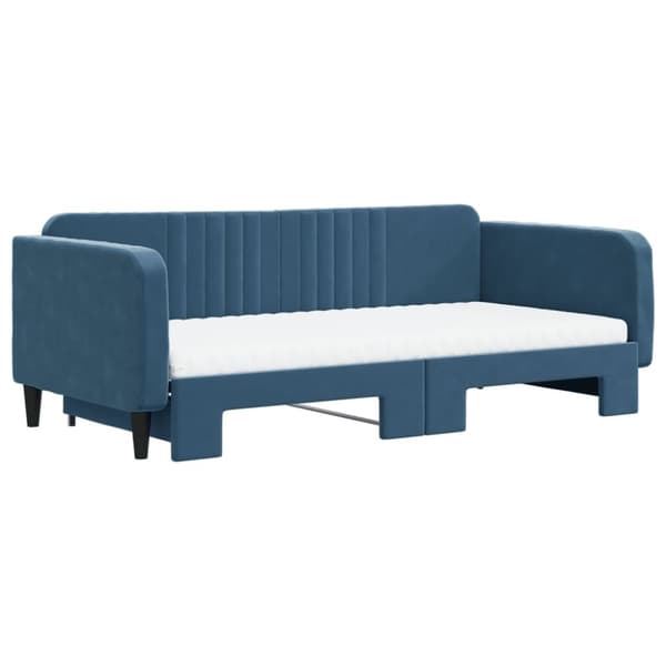 vidaXL daybed med udtræk og madras 100x200 cm velour blå