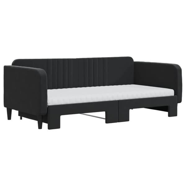 vidaXL daybed med udtræk og madras 90x190 cm velour sort