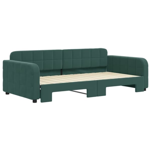 vidaXL Dagbädd utdragbar mörkgrön 100x200 cm sammet