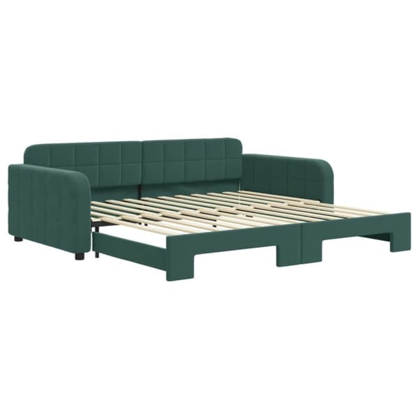 vidaXL Dagbädd utdragbar mörkgrön 100x200 cm sammet